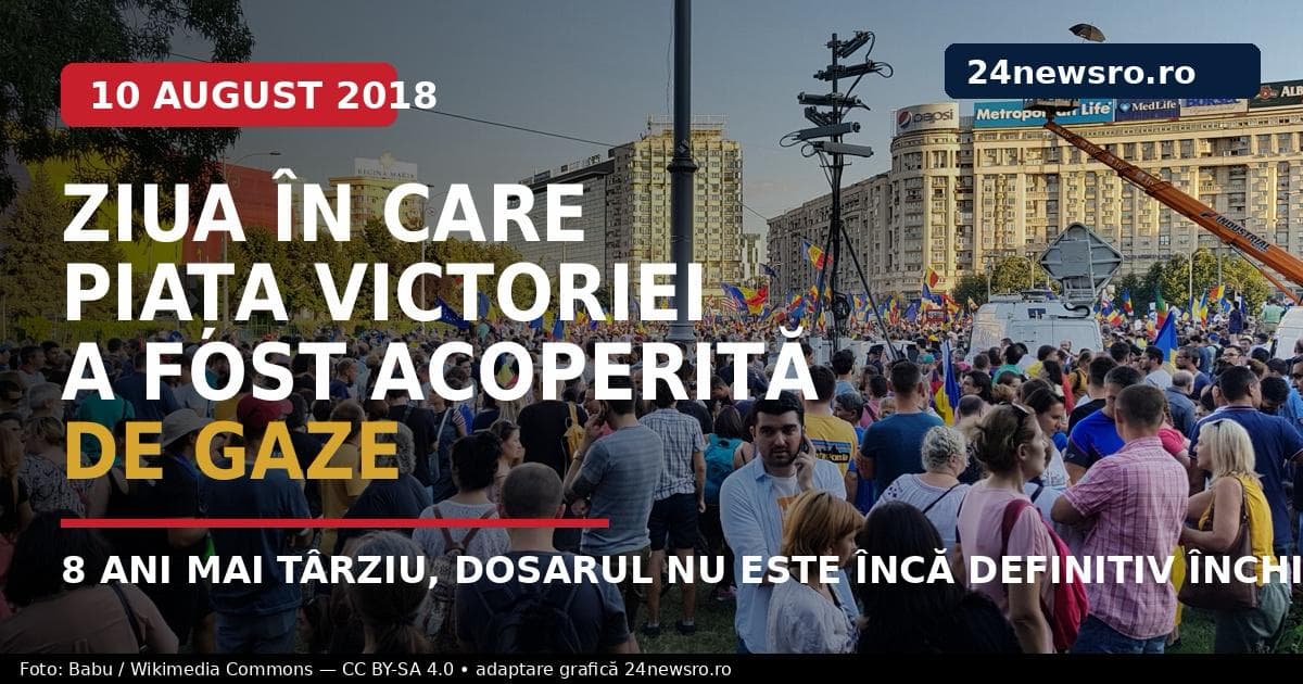 10 august 2018, ziua în care Piața Victoriei a fost acoperită de gaze. Opt ani mai târziu, Dosarul 10 August încă nu s-a încheiat