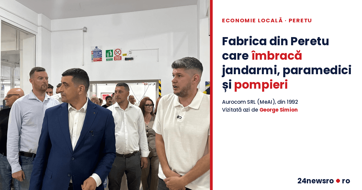 Fabrica din Peretu care îmbracă jandarmi, paramedici și pompieri din toată țara, vizitată de liderul AUR