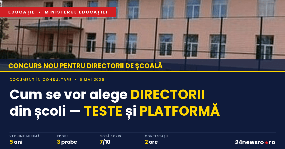 Schimbări la vârful școlilor: Ministerul Educației a lansat noua metodologie pentru concursul de directori. Ce probe trebuie să treacă profesorii
