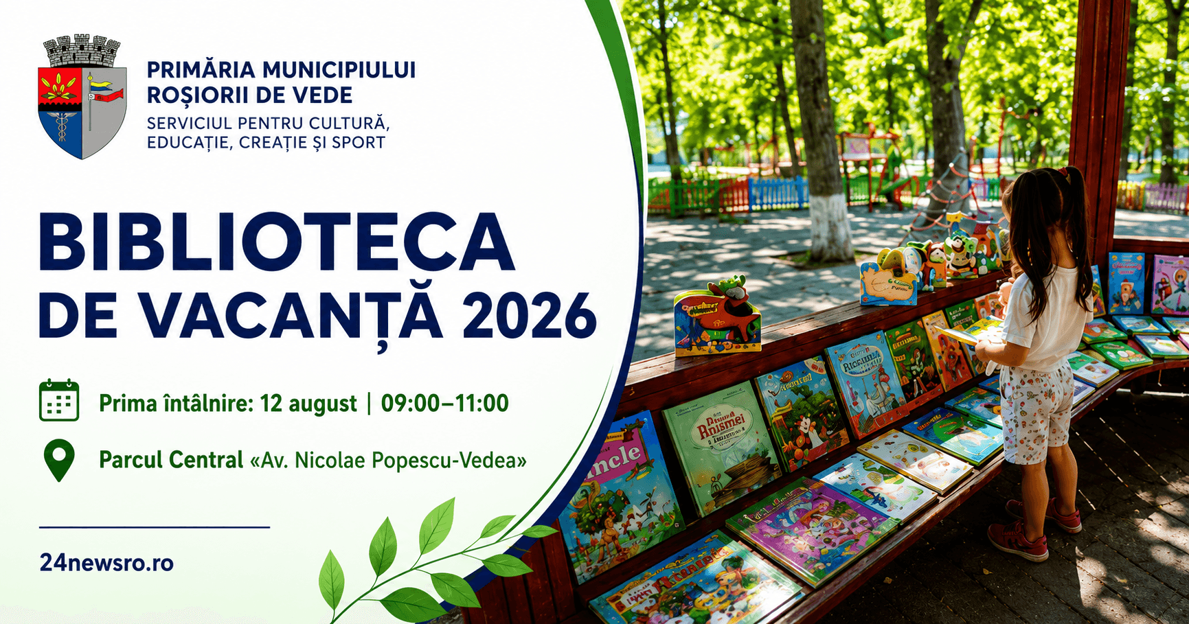 Biblioteca de Vacanță 2026 revine la Roșiori de Vede. Prima întâlnire are loc pe 12 august