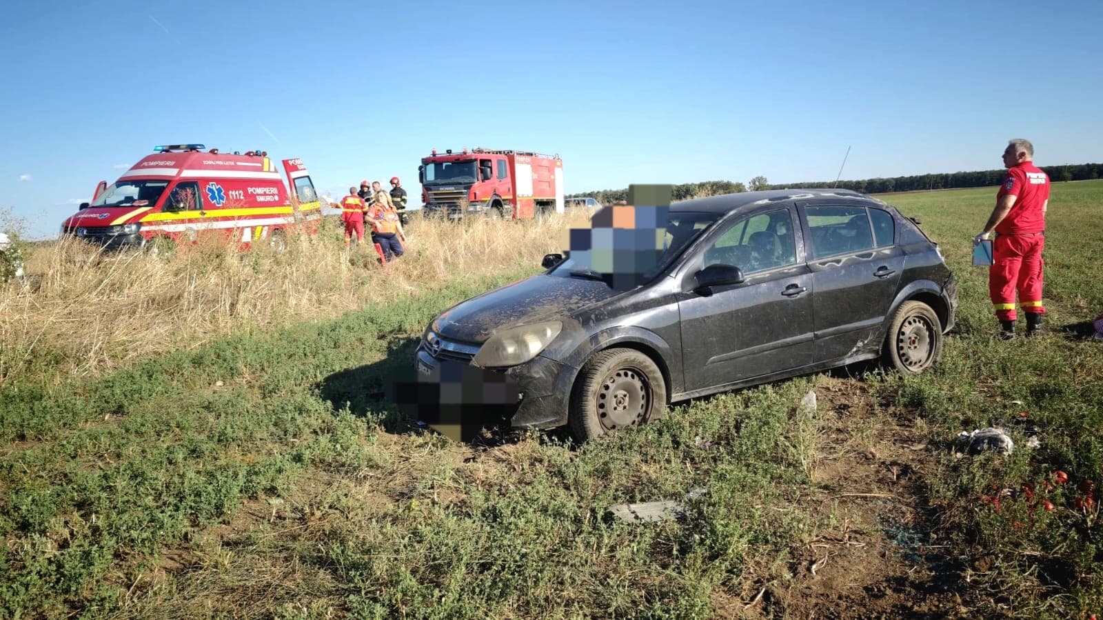 Accident pe DJ 503: Două femei au ajuns la spital după ce mașina în care se aflau s-a răsturnat între Drăgănești Vlașca și Târnava