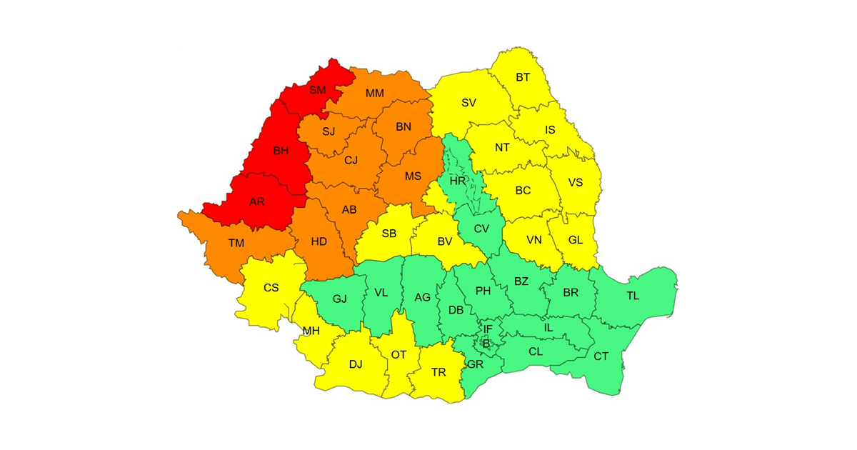 Cod galben de caniculă în Teleorman, până marți dimineață