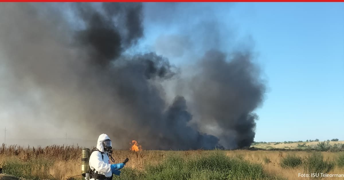 Incendiu pe 50 de hectare la Smârdioasa, Teleorman — fum toxic, RO-Alert emis