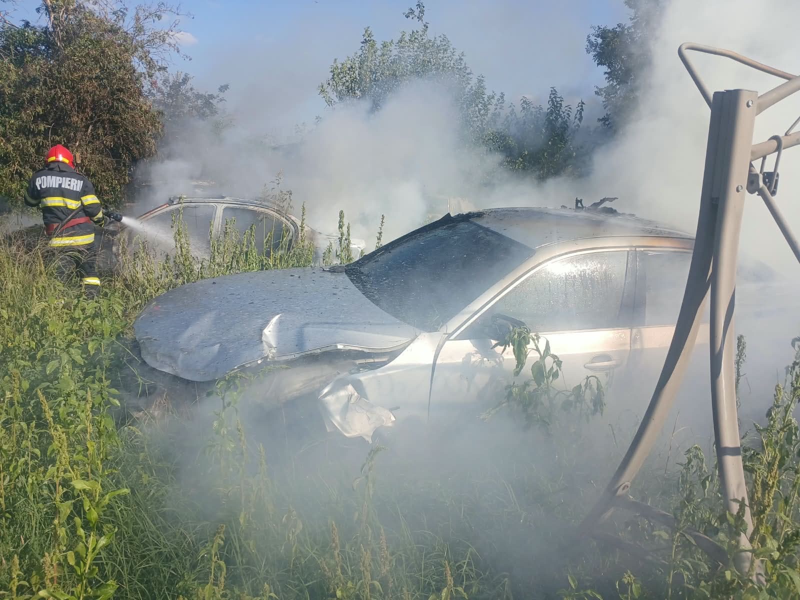 Zeci de intervenții ale pompierilor în Teleorman: O casă distrusă în Guruieni și mașini cuprinse de flăcări în Roșiori de Vede din cauza unui cuib de viespi