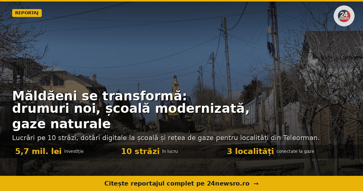 Măldăeni: asfaltări de peste 5,7 milioane lei, investiții în școală și proiect major de gaze în mai multe comune
