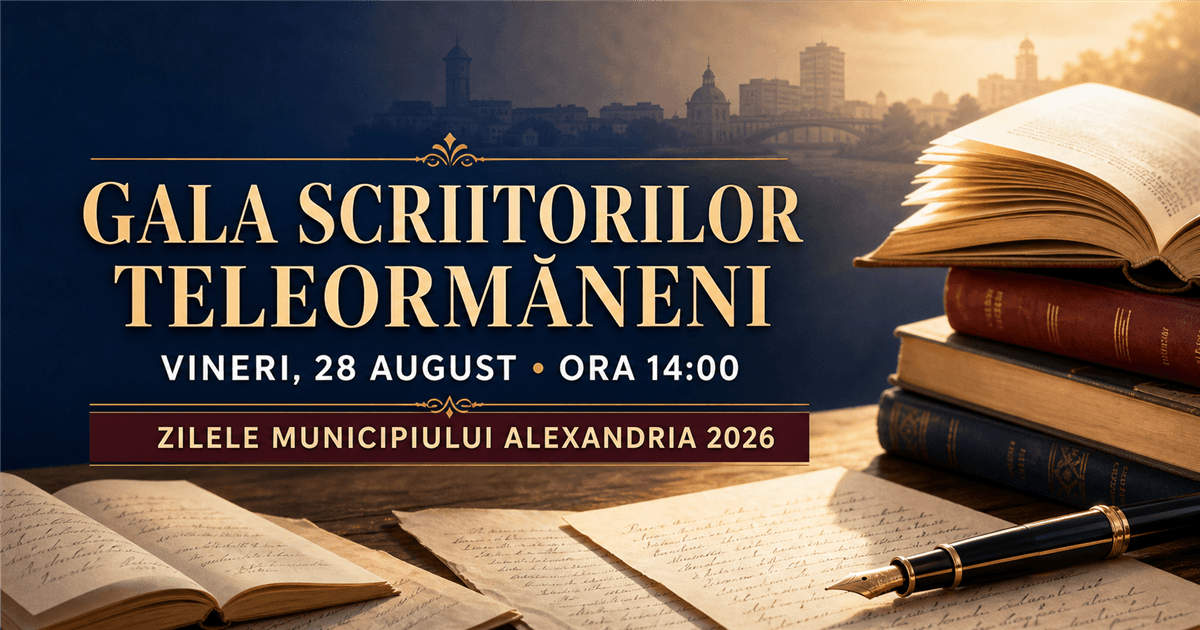 Gala scriitorilor teleormăneni, pe 28 august la Alexandria. Două lansări de carte în program