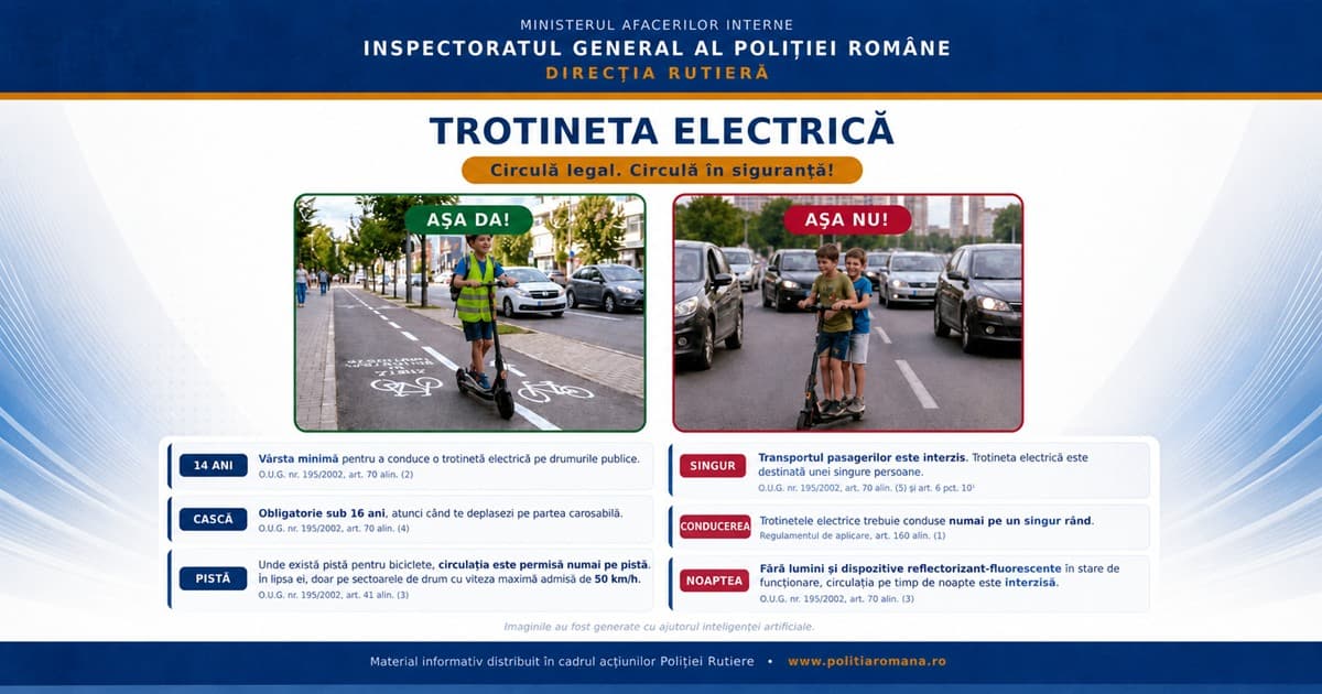 Săptămână dedicată siguranței pietonilor, bicicliștilor și utilizatorilor de trotinete electrice în Teleorman