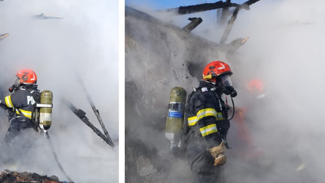 Incendiu violent la o locuință din Gălăteni. Cauza probabilă: jar căzut din sobă