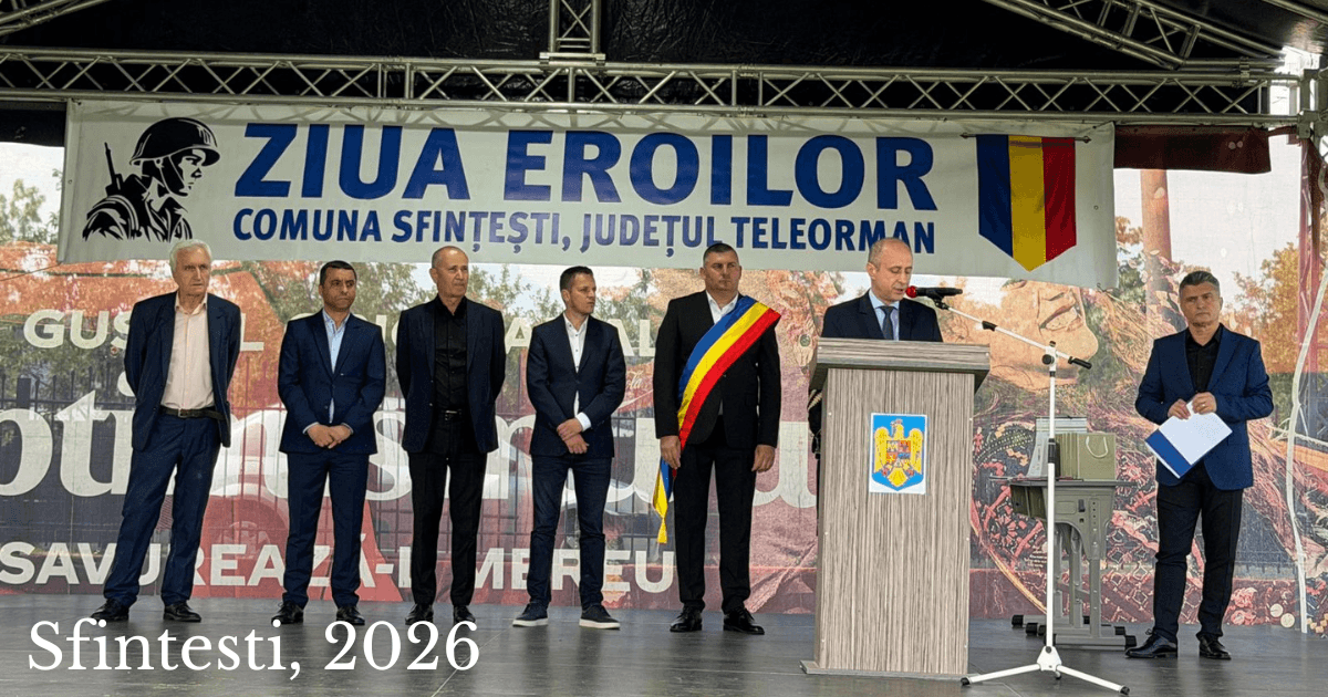 Ziua Eroilor și Înălțarea Domnului, marcate la Sfințești. Președintele CJ Teleorman, mesaj în memoria eroului Eftimie Croitoru
