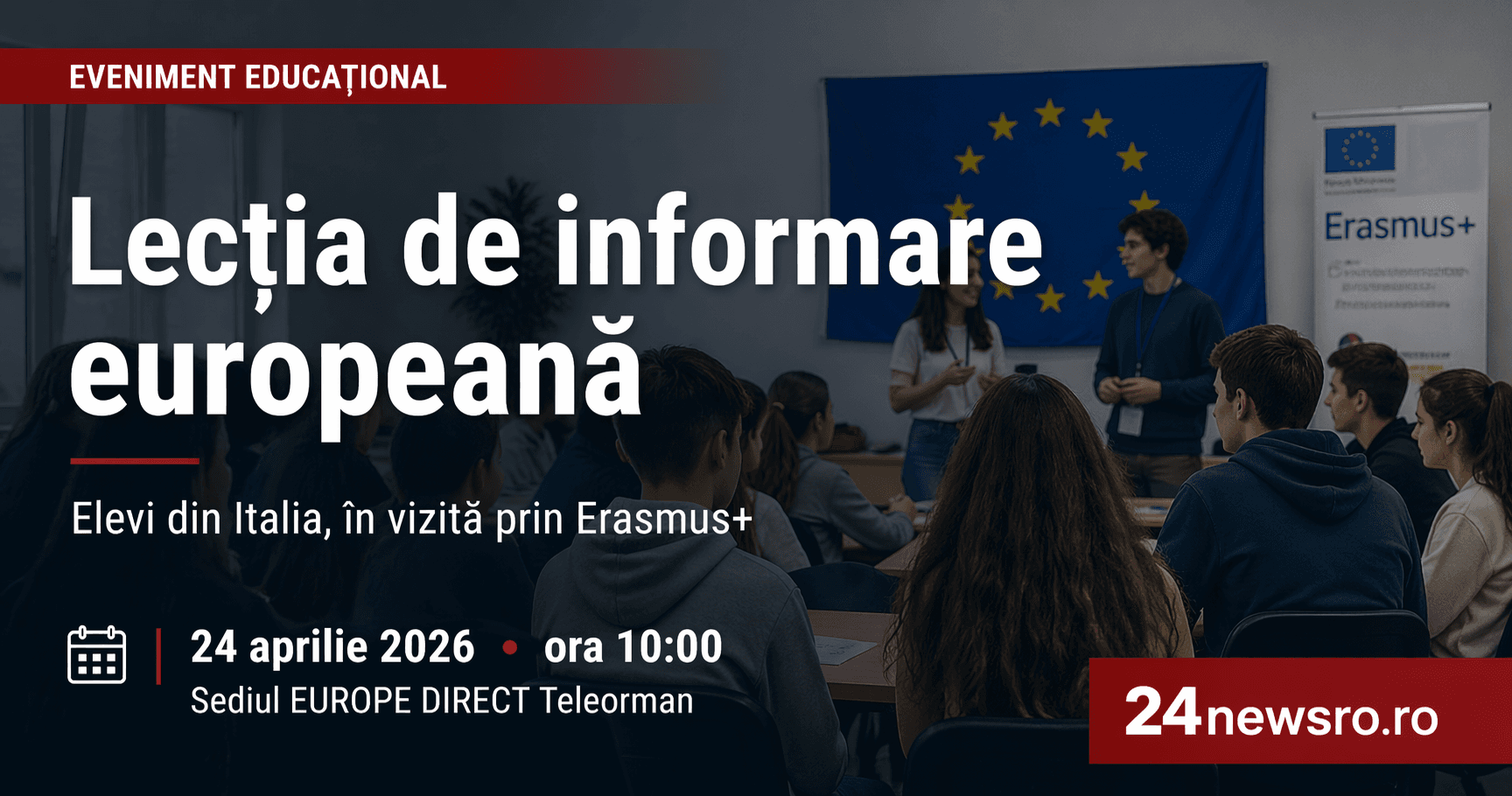 „Lecția de informare europeană”, organizată la Teleorman. Elevi din Italia, în vizită prin Erasmus+