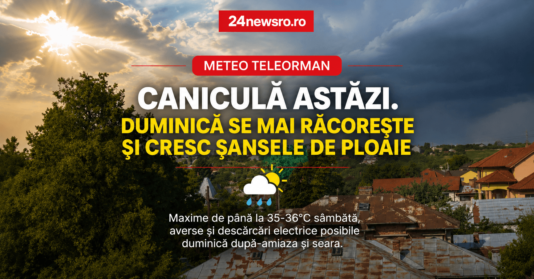 Caniculă astăzi în Teleorman. Duminică scad temperaturile și apar șanse de ploaie