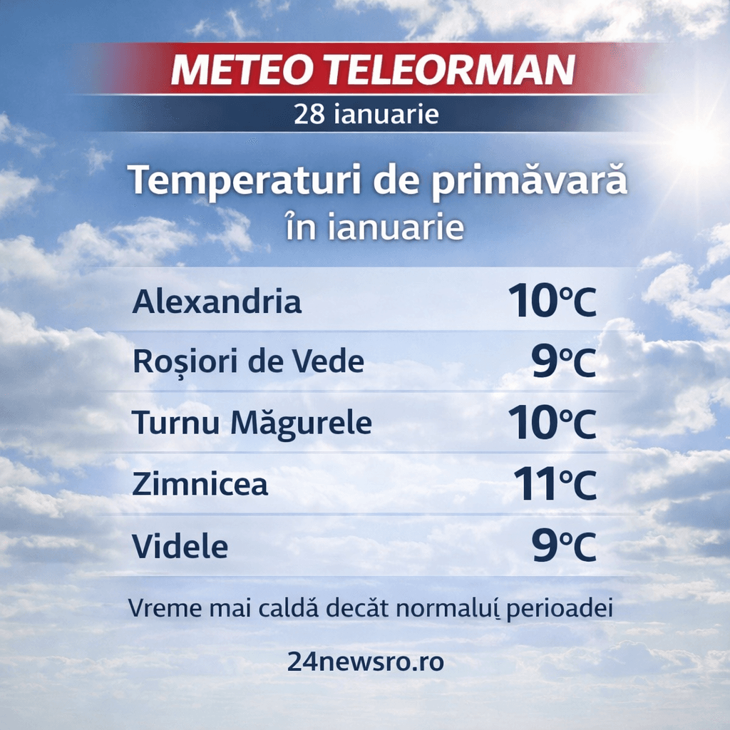 🌤️ METEO TELEORMAN: Temperaturi de primăvară în ianuarie!